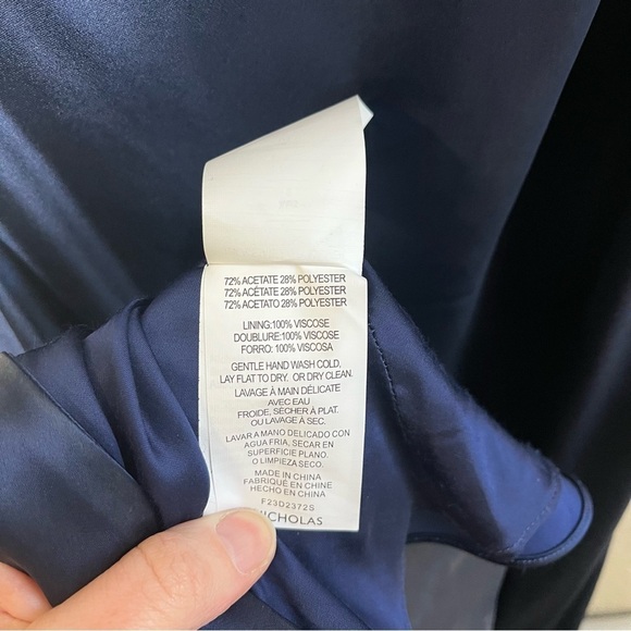 NICHOLAS Eartha Draped Dark Ink Navy Satin Gown - Picture 10 of 11